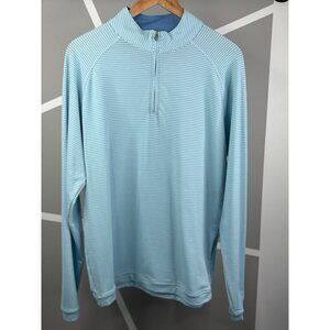Peter Millar Seaside Natural Touch ¼ Zip Pullover Men’s L Blue Stripe Golf